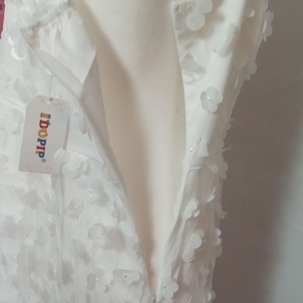 IDOPIP White  3D Floral Midi Dress L - Picture 8 of 12